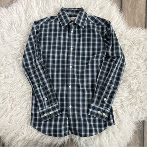 Boys Medium Blue and White Checkered Shirt